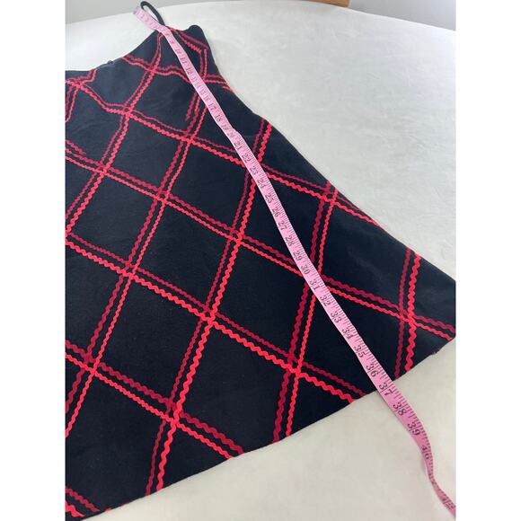 Tocca Black Wool Cashmere Slip Dress with Multi Colored Red Rickrack Detail 4 - Picture 6 of 7